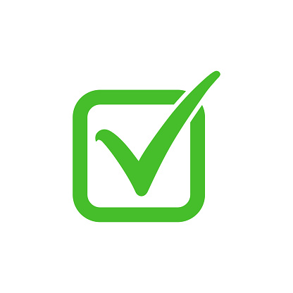 Yes, right or ok tick check mark with square check box symbol. Yes, right or ok tick check mark with square check box symbol.